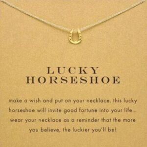 Lucky Horseshoe Necklace Gold Tone Dainty Minimalist Boho